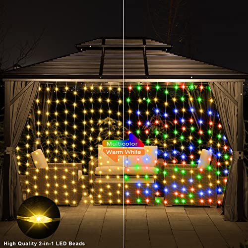 echosari 600 LED Curtain Lights Plug in, 20Ft x 10Ft Connectable Dual Color Changing Fairy Lights Curtain Outdoor Waterpro...