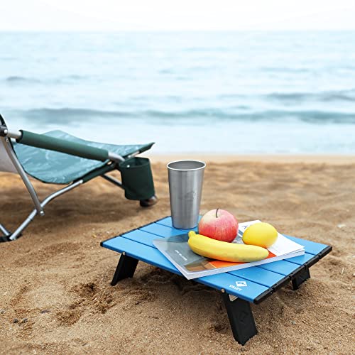 VILLEY Low Beach Chair, High Back Folding Beach Chair for Adults Portable Mini Folding Beach Table, Ultralight Aluminum Si...