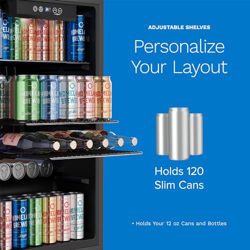 hOmeLabs Beverage Refrigerator and Cooler - 120 Can Mini Fridge with Glass Door for Soda Beer or Wine - Small Drink Dispen...