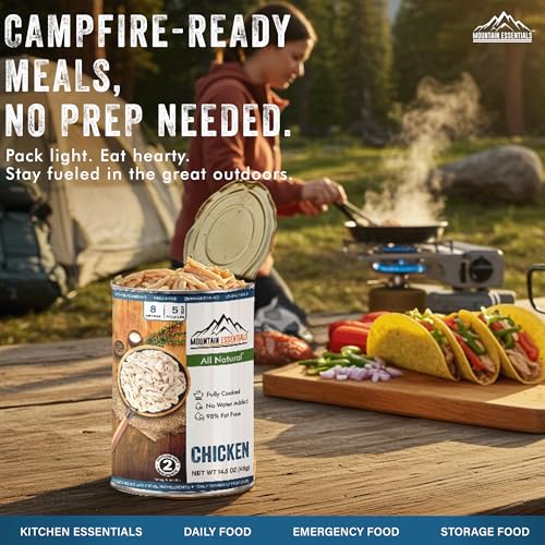 Mountain Essentials Fully Cooked Chicken 14.5 oz – Canned White Meat for Daily Meals, Camping & Emergency Food – Great for...