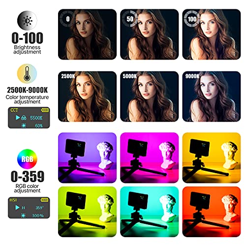 VIJIM VL120 RGB Video Light, Portable LED Camera Light Panel 0-360 Full Color, CRI 95+ 2500-9000K LED 3100mAh Rechargeable...