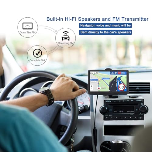 GPS Navigator for Car Truck RV, 7 Inch Touch Screen, Latest 2025 Maps for Car GPS, Support Voice Turn-by-Turn Guidance, Sp...