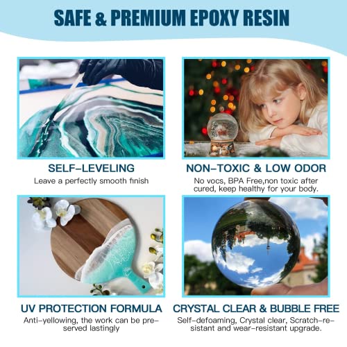Teexpert Epoxy Resin Kit for Beginners, Resin Kit with Coaster Molds, Silicone Molds Kit, Pigments, Crystal Clear Art Resi...