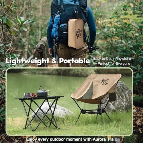 AuroraTrail Ultralight Backpacking Camping Chair – Only 2.7 lb, Supports 330 lb, Compact Folding Outdoor Seat with Carry B...