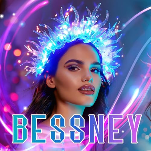 Bessney Light Up Headband Glowing Mermaid Headbands LED Rave Festival Hair Accessories for Women