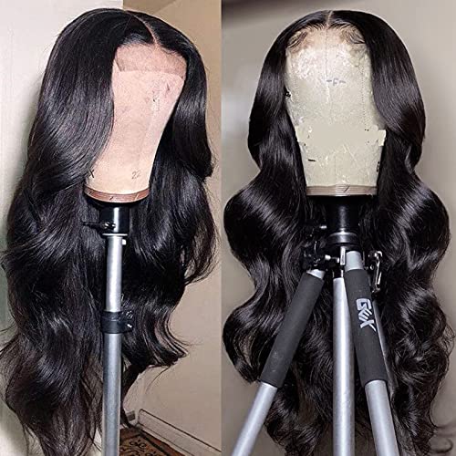 Licoville 24 Inch Body Wave Lace Front Wigs Human Hair 4x1 Lace Closure Human Hair Wigs for Black Women Pre Plucked Glueless Body Wave Lace Front Wig Natural Black 150% Density