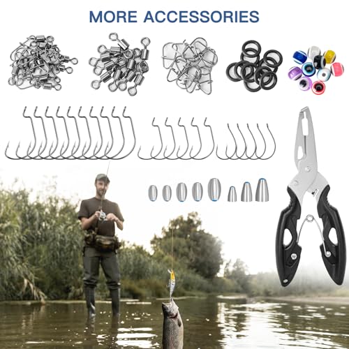 WITOROR Fishing Lures, Tackle Box with Tackle Included, Crankbaits, Spoon, Hooks, Weights & Other Accessories, Fishing Bai...