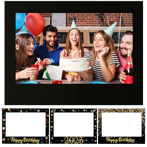 Beeveer 32 x 24 Inch Photo Booth Selfie Frame Prop Booth for Birthday Event Parties Large Blank DIY Cutout Props for Funny...