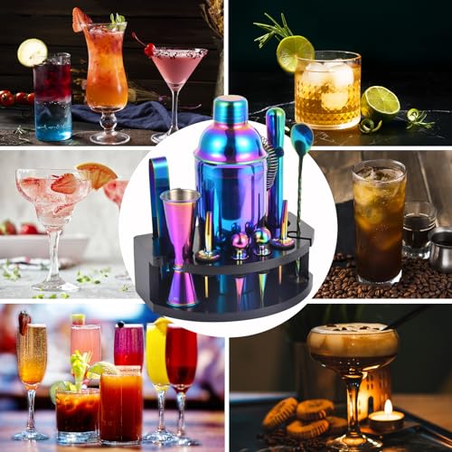 Safring Bartender Kit with Stand, 12-Piece Bar Set | 24oz Cocktail Shaker Set for Drink Mixing, Martini Shaker Set with Ba...