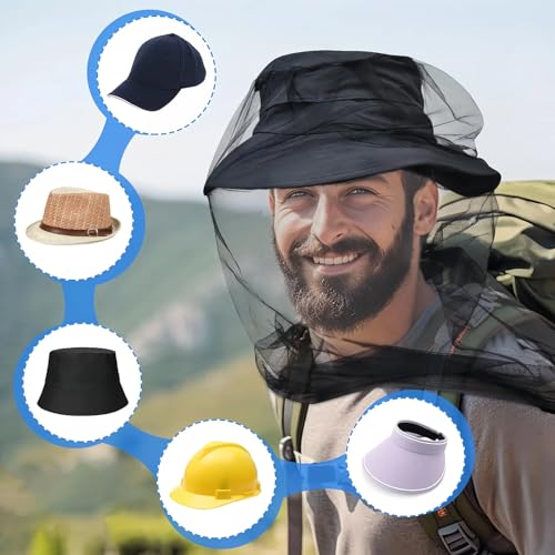 Premium Mosquito Head Net with Drawstring - Extra Fine Mesh & Breathable Design for Camping, Hiking, Fishing | Adjustable ...