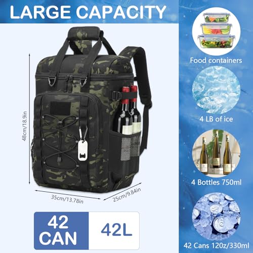 BISKLNDN Cooler Backpack - 42 Cans Tactical Backpack Coolers Insulated Leak Proof for Men & Women, Soft Insulated Backpack...
