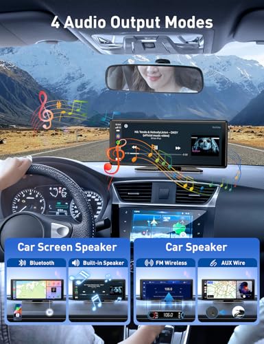 Wireless Apple Carplay Screen for Car, 10.26" HD Touchscreen Portable Android Auto Car Stereo with Bluetooth Car Radio Rec...