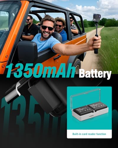 TIMNUT 4K60fps Waterproof Action Camera- Bare Metal Underwater 10M with 64G SD Card, HD 48MP Touchscreen Sports 6-Axis Sta...