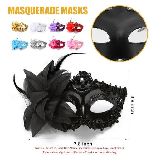 Masquerade Mask for Women Venetian Halloween Carnival Masks for Party Prom Ball (Black)