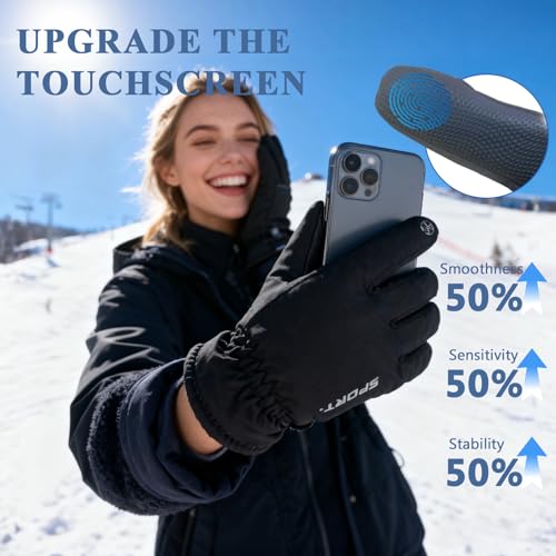 PROUDDEMON PD Winter Insulated Thermal Snow Ski Gloves Waterproof for Women Men, Windproof Gloves for Extreme Cold Weather...