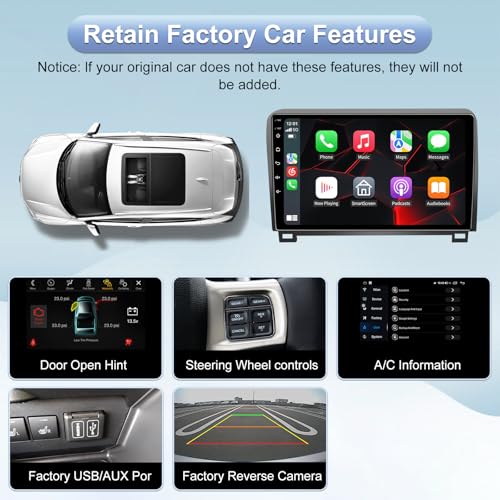 5GWiFi Upgrade Car Stereo Radio for Toyota Tundra 2007-2013 Toyota Sequoia 2008-2018 - Wireless Carplay and Android Auto G...