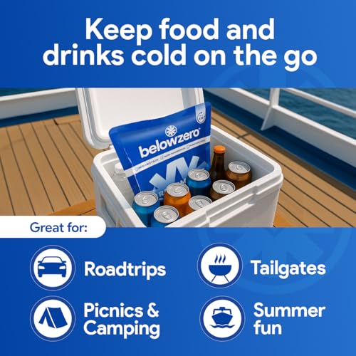 Below Zero Prefilled Reusable Ice Packs for Coolers | Long Lasting Freezer Ice Blocks for Camping, Lunch Bags & More | 48 ...