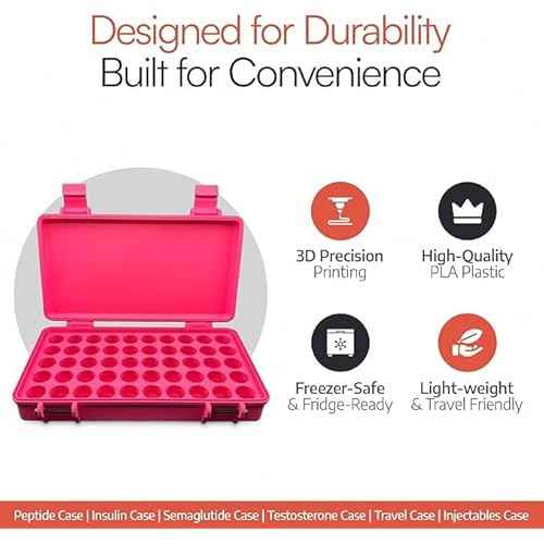 3D Printed Vial Storage Case - Waterproof 3ml Vial Storage Case with 25 Slots - Freezer Safe Hard Shell Essential Oil Case for Home, Fridge, Travel, 16mm Max Diameter, 35mm Max Height