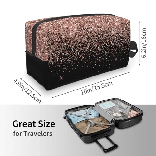 Aruzdey Black Rose Gold Blush Pink Glitter Glam Travel Toiletry Bag Toiletry Bag For Women Men Hanging Cosmetic Bag Travel...