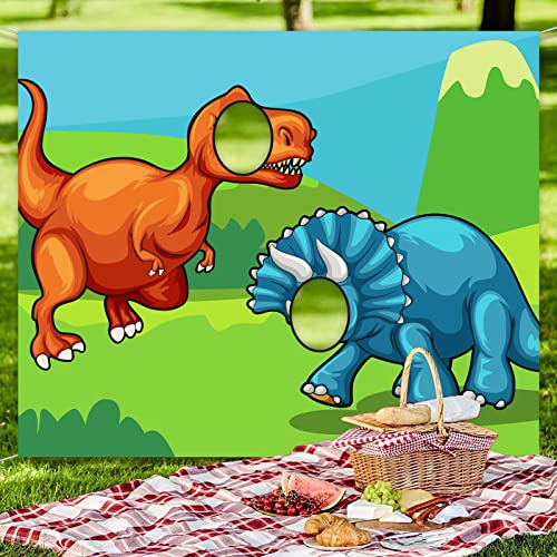 Cute Dinosaur Photo Banner Backdrop Background Photo Booth Props Triceratops T-Rex Face Party Dino Theme Decor for Safari ...