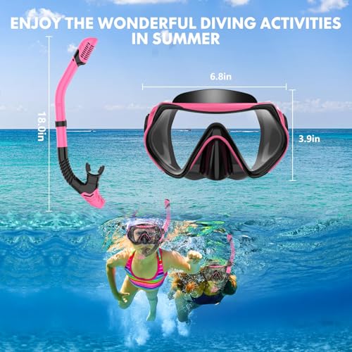 Snorkeling Gear for Adults, Dry-Top Snorkel Set Scuba Diving mask, 180°Panoramic Wide View Professional Snorkeling Gear Br...