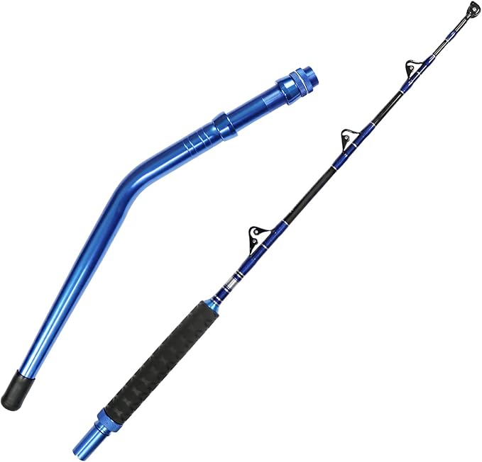 Fiblink 2-Piece Saltwater Offshore Heavy Bent/Straight Butt Trolling Rod Fishing Roller Rod Conventional Boat Deep Sea Fis...