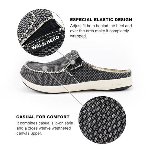Mens Slippers with Arch Support, Canvas House Slipper for Men with Velvet Lining, Slip On Clog, Indoor Outdoor House Shoes...