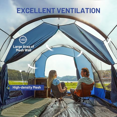 Timber Ridge 8 Person Camping Tent with Large Porch, Portable Waterproof Windproof Family Tent with Rainfly Carry Bag Room...