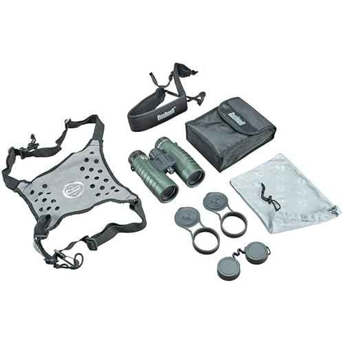 Bushnell Binocular Bundle: Trophy XLT 10x42 Binoculars (Bone Collector Edition) + Deluxe Binocular Harness