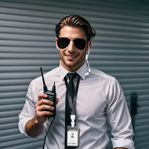 4 Piece Agent Costume Secret Security Service Costume Accessories Earpiece Sunglasses Zipper Ties ID Card for Halloween