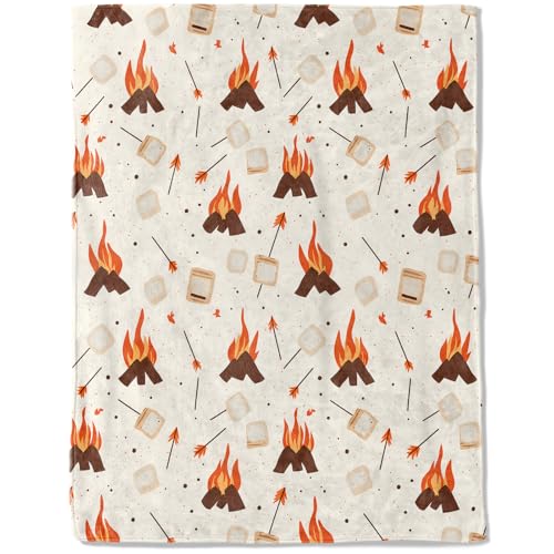 ainori Campfire Fleece Blanket - Lightweight Soft Cozy Gifts Throw for Camper Lovers,Women,Adult,Toasted Marshmallow Flame...