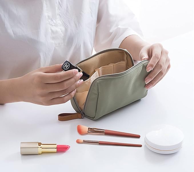 Small Makeup Bag for Purse, Makeup Pouch Small Cosmetic Bag Mini Portable Handbag for Women and Girls (Emerald Green)