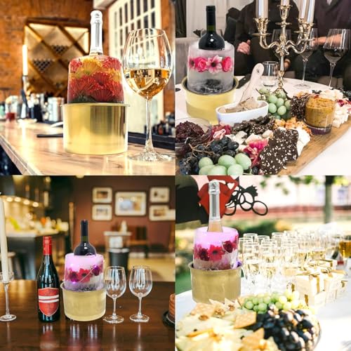 Ipretti Golden Base DIY Wine Bottle Ice Mold - Ipretti Reusable Ice Bucket Maker for Champagne & Cocktails - Kit Includes ...