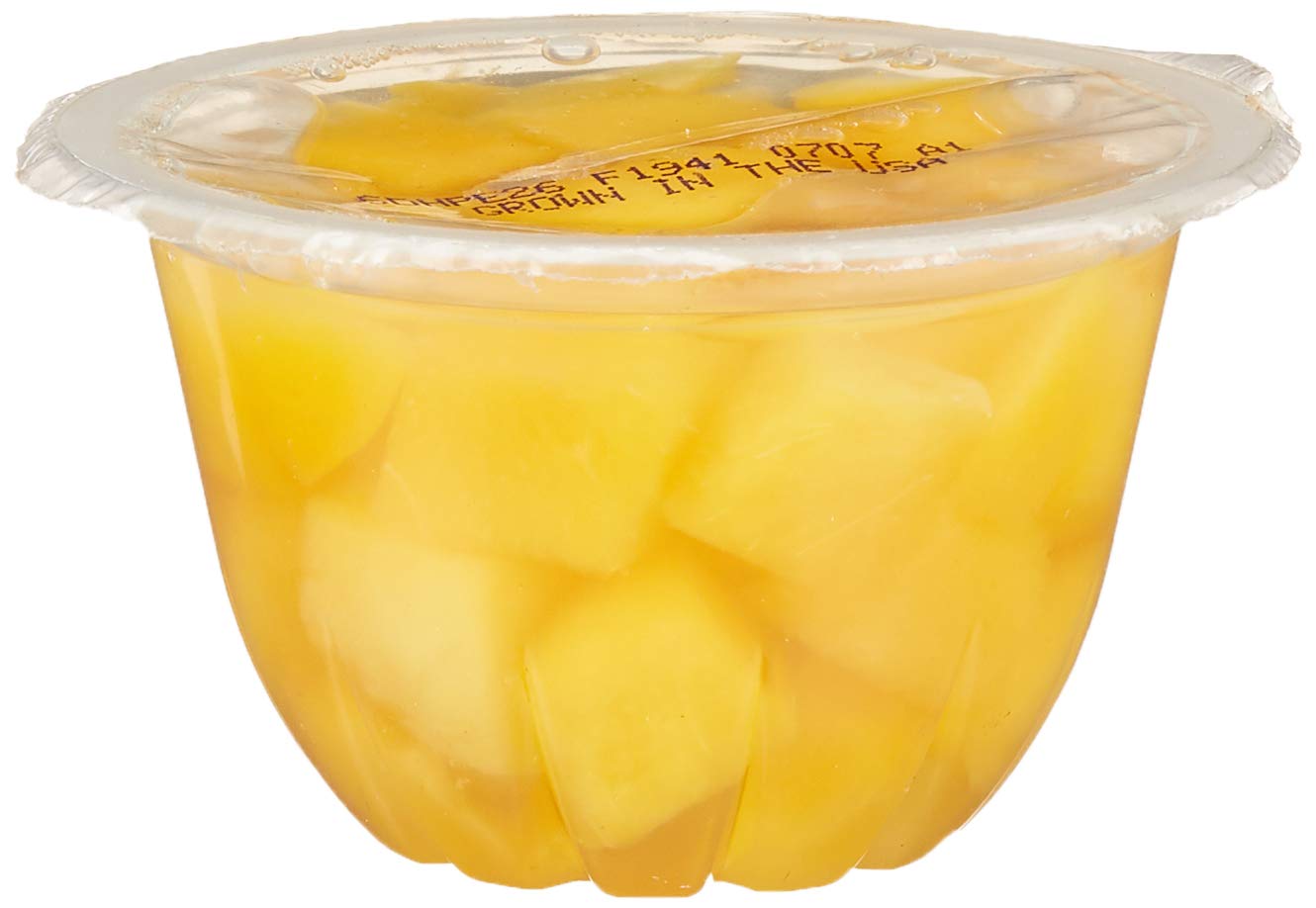 Amazon Brand - Happy Belly Fruit Bowls, Yellow Cling Diced Peach in 100% Juice, 4 Count, 4 Ounce Bowls (Pack of 2)
