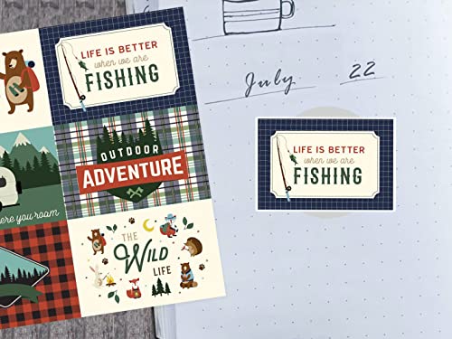 Fishing Scrapbook Paper - 12x12 Inch Cardstock with Fishing Pole, Fish, Outdoor Adventure Theme | for Boat, Lake, Fisherma...