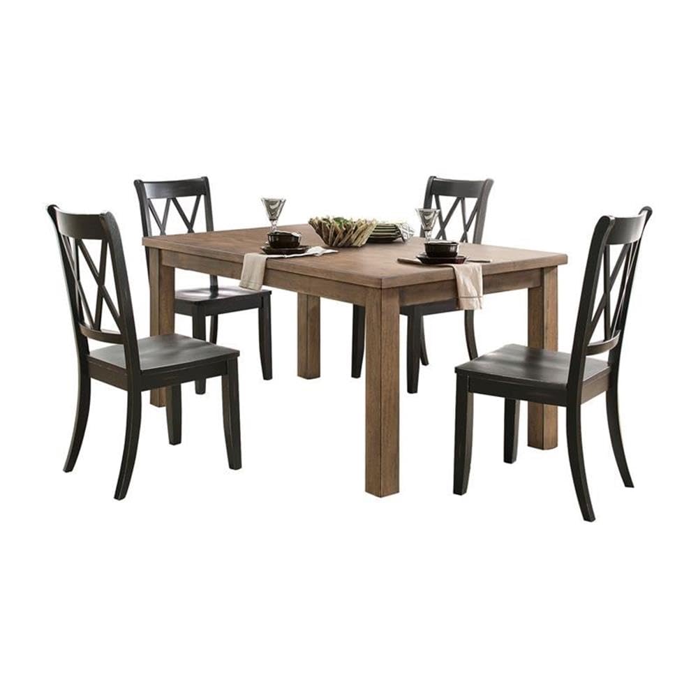 Lexicon Janina 66" Rectangular Dining Table, Solid Wood Frame with Pine Veneer Top, Dining Room Furniture, Natural Finish Rustic Farmhouse Kitchen Table for 4, 38" D x 66" W x 30" H - Natural