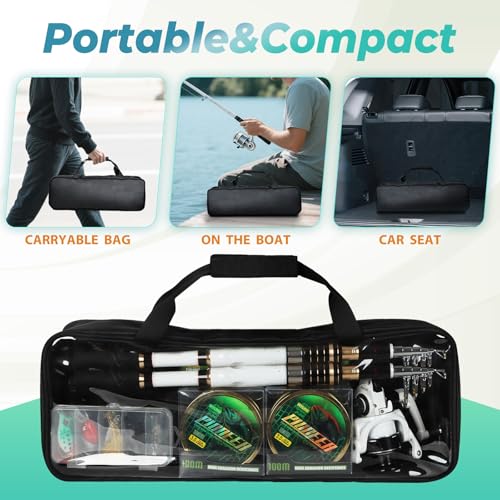 Telescopic Fishing Rod and Reel Combo, 6.89FT 7.89FT Collapsible Fishing Kits, Carbon Fiber Fishing Pole Spinning Reel Lur...
