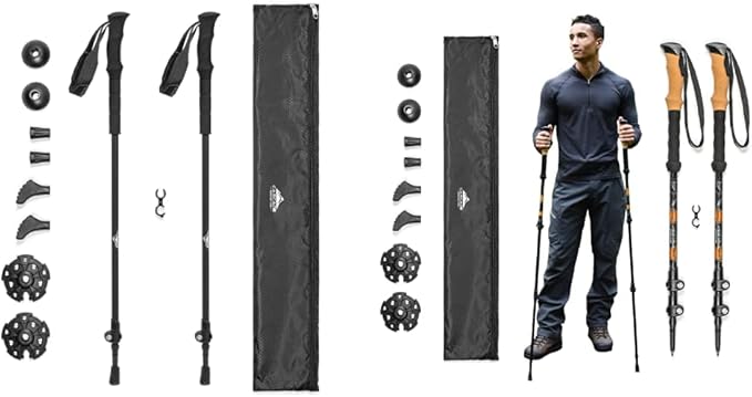 Cascade Mountain Tech Trekking Poles - Ultralight 2 Piece Carbon Fiber Walking or Hiking Sticks & Trekking Poles - Aluminu...