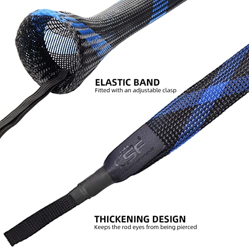 SF Fishing Rod Sock Fishing Rod Sleeve Rod Cover Braided Mesh Rod Protector Pole Gloves Fishing Tools for Spinning Fishing...