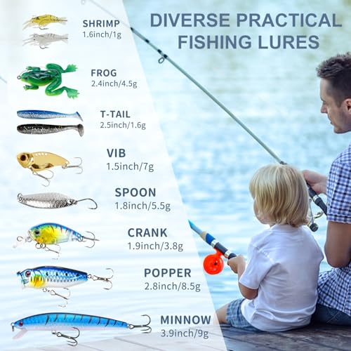 MH MYLUNE HOME Fishing Advent Calendar 2025-24 Days Fishing Tools and Lures Kit for Fisher Adult Men Teen, Fish Net, Hook ...
