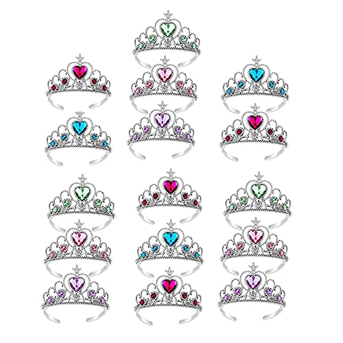 S & E TEACHER'S EDITION 16 Pcs Tiaras Crown Set, Princess Dress Up Costume Birthday Party Favors Accessories Kid Birthday