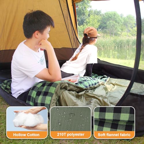 POEPORE Double Sleeping Bag Flannel for Adults with 2 Pillows 2 Person Sleeping Bags Camping XXL Queen Size Two Person Sle...