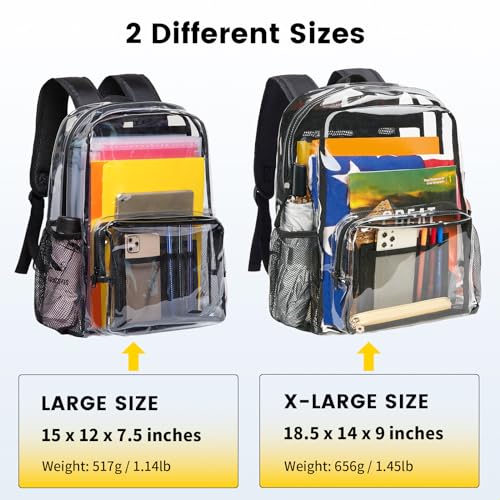 Vorspack Clear Backpack - Heavy Duty PVC Transparent See Through Backpack for College & Workplace