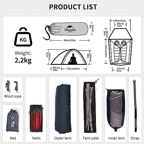 Camping Tent Waterproof Professional Tent Ultralight Trekking Tent 4 Seasons Tent 3 People Outdoor Camping Lightweight Ten...
