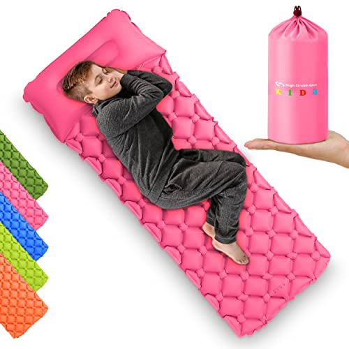 Kids Sleeping Pad for Camping and Sleepovers with Pillow, Inflatable Camping Mattress for Backpacking & Travel, Thick Todd...