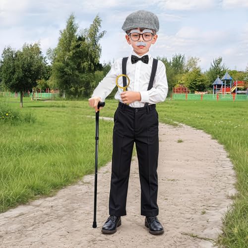 TaikaoQi Old Man Costume for Kids 100 Day of School Costume for Boys – Grandpa Cosplay Accessories with Hat, Glasses, Can...