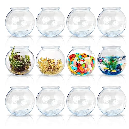 Sterline Plastic Ivy Bowls - 12 Pack - 16 Oz - Fish Bowl for Drinks, Home Décor, Unbreakable Centerpiece, Carnival Game Ac...
