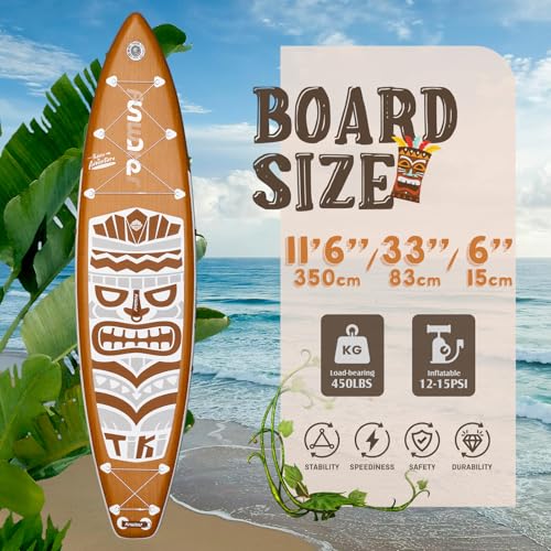 FunWater 8'/10'/10'6"/11'6" Inflatable Stand Up Paddle Board with Premium SUP Paddleboard Accessories, Wide Stable Anti-Sl...