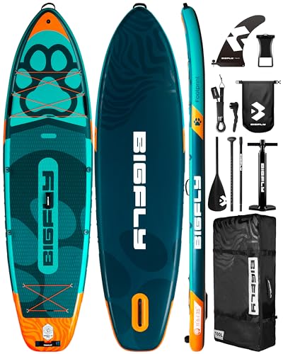 Bigfly 11'6×35" Super Wide Inflatable Stand Up Paddle Board, Ultra Stable Wide SUP for 2+1 People/Family/Big Size, 100L Ba...