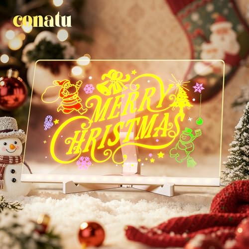 Conatu Acrylic Drawing Board for Kids,Acrylic Dry Erase Light-Up Board with Stand Markers Wipes &Tracing Paper Erasable Re...